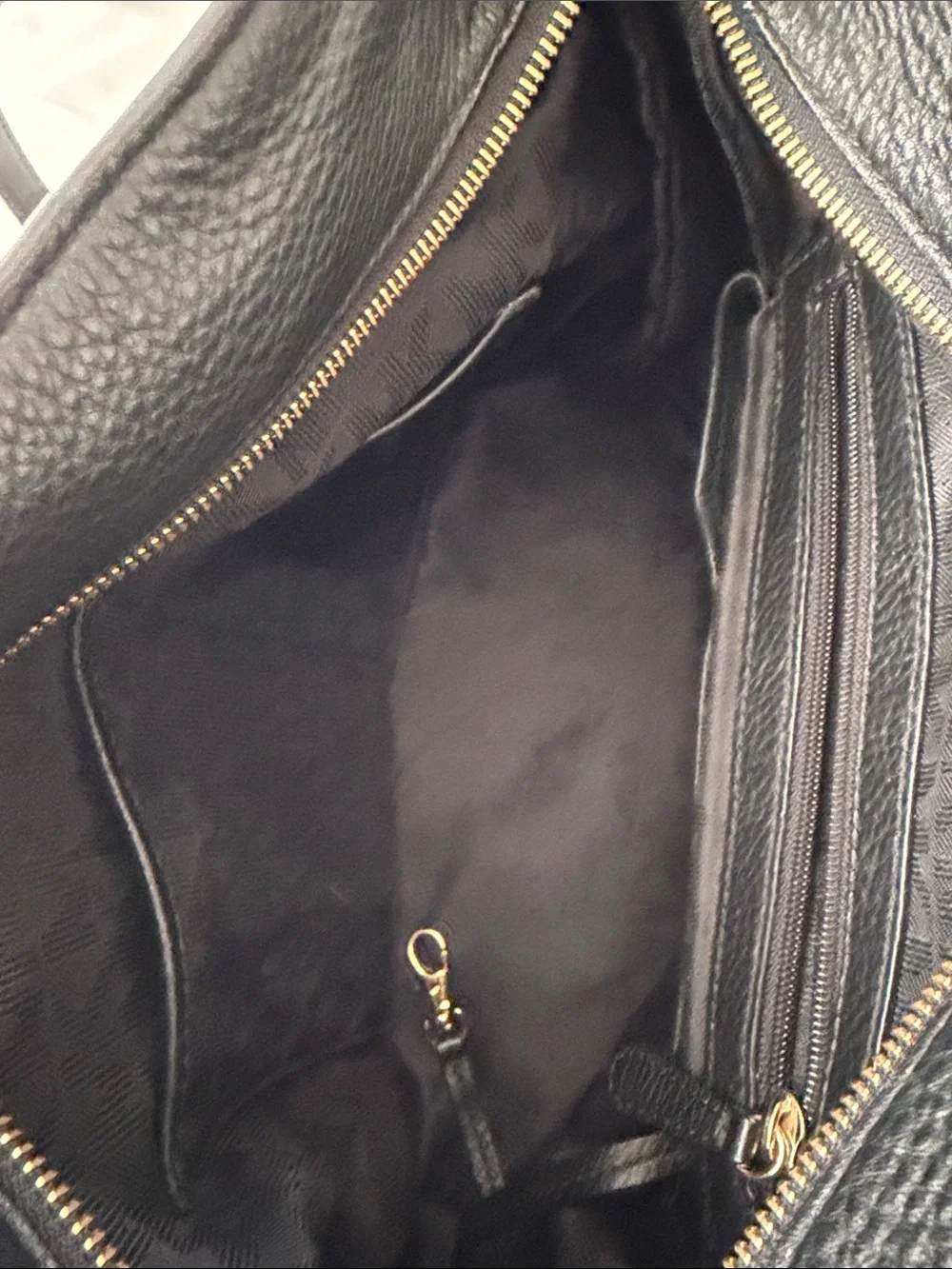 Michael Kors Black Pebbled Leather Tote with Gold Hardware